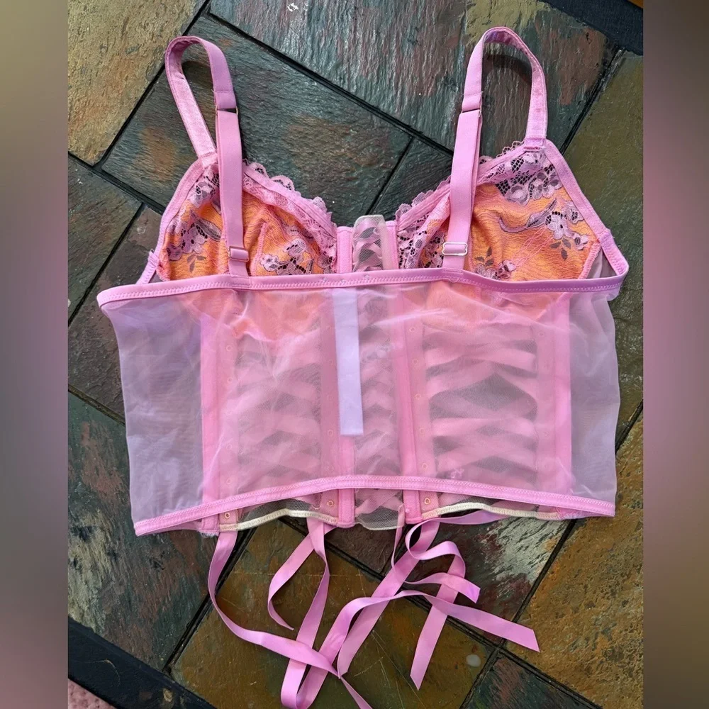 Savage X Fenty Pink and Orange Lace-up shape-wear Corset Size 1X